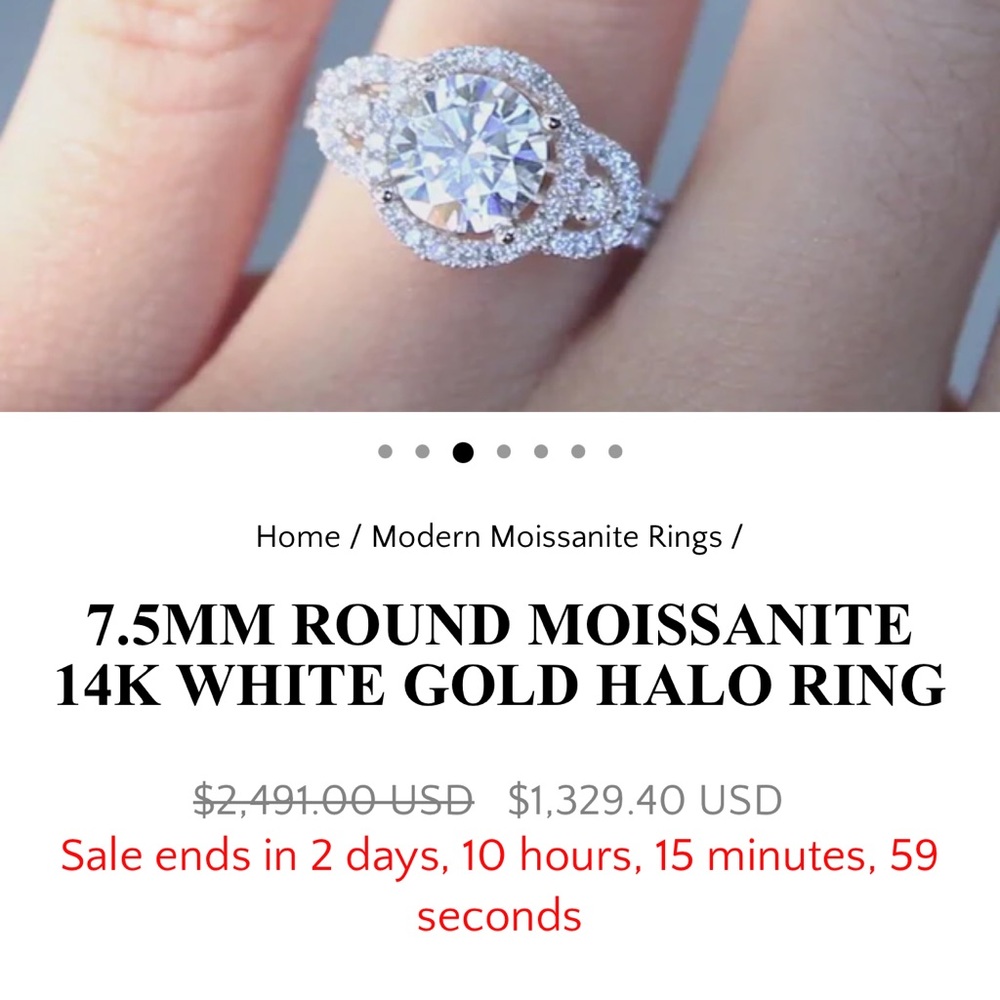 7.5mm moissanite engagement ring